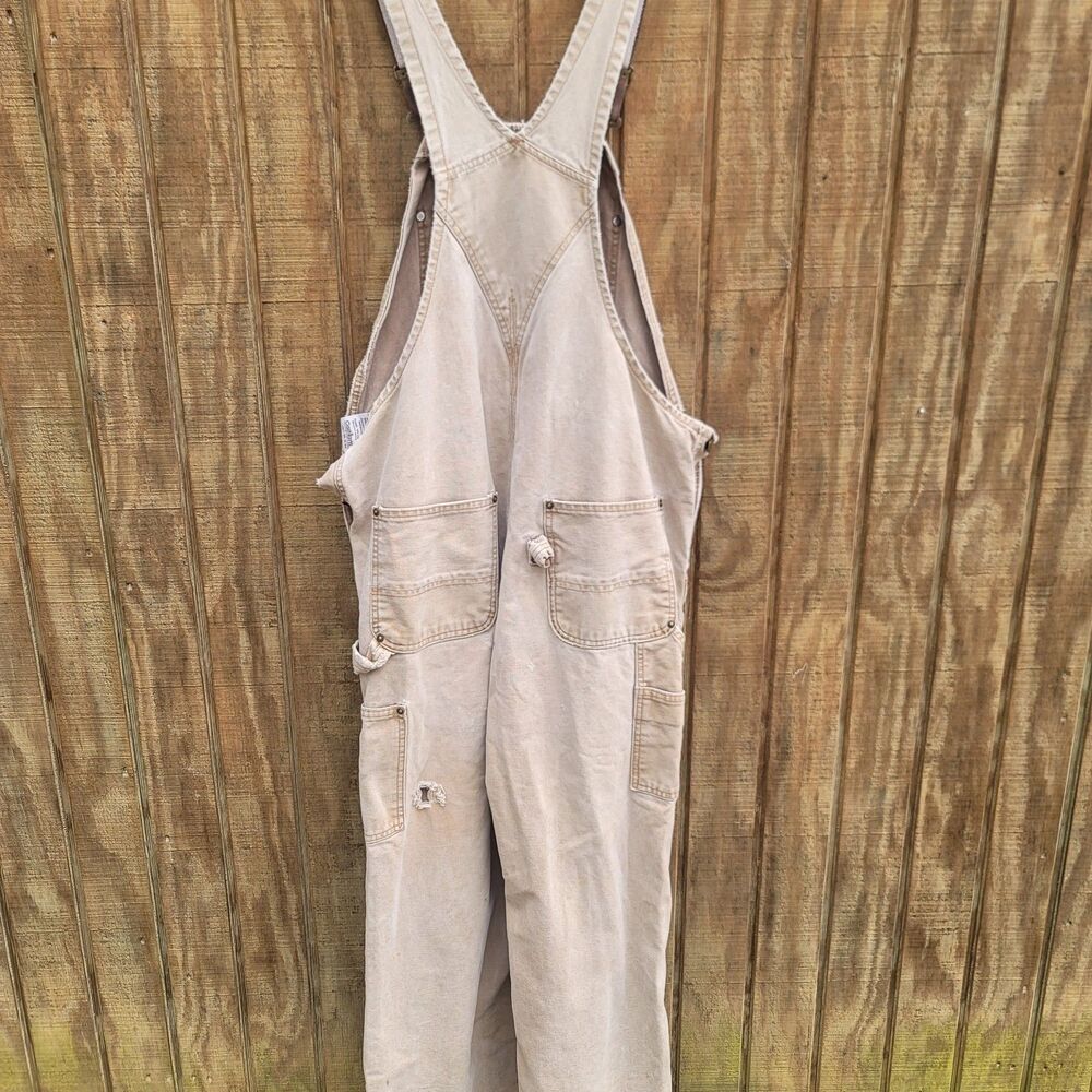 Carhartt Bib Overalls Light Tan/Cream Mens Size 38 X 34 - Picture 7 of 13